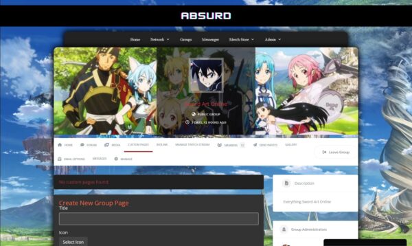 Custom Page Creation Screen